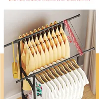 Double Bar Movable Coat Rack with Laundry Basket - JHC2341L