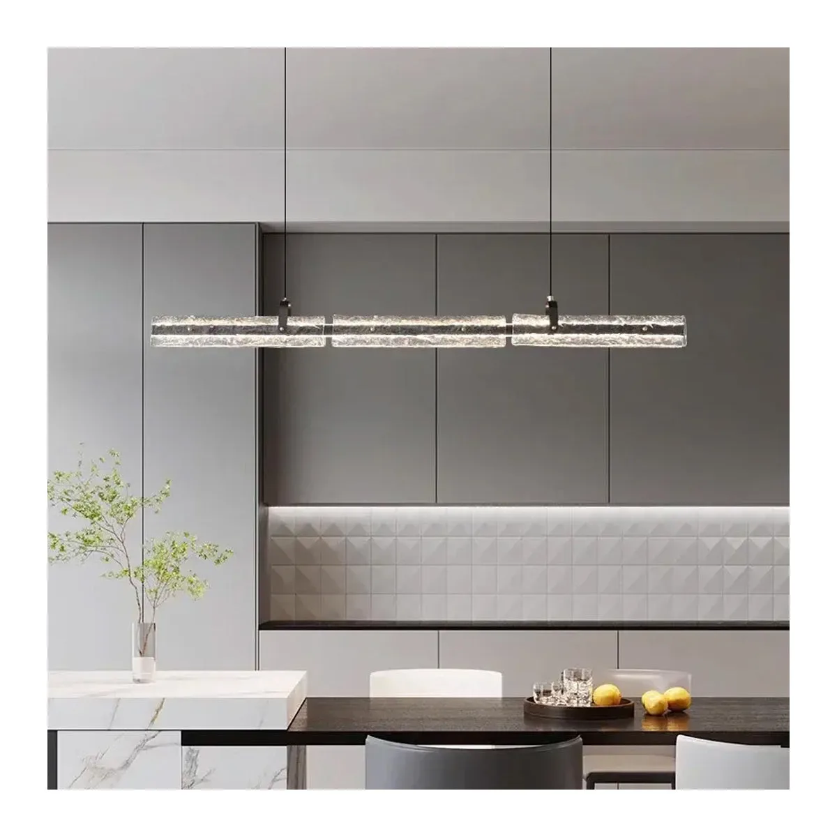 Tronic Modern Linear LED Pendant Light with Crystal Accents 36 Watt