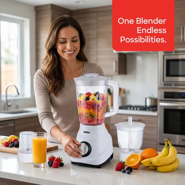 Sanford 3In1 Blender 1.5L Unbreakable Jar 600W - SF6809BR