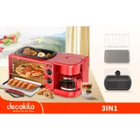 Decakila Breakfast Station 9l Oven Capacity 3 In 1 Baking Frying and Coffee Maker 1050w Keev003r 30 mins timer with bell ring 100�c - 230�c oven temperature control 0.5l coffee maker 4 cups capacity