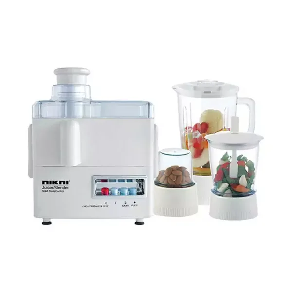 Nikai Juicer Extractor 1.6L 4 in 1 Juicer Blender Meat Chopper and Grinder 300W NFP1724N 2 Speed With Pulse Function Powerful Motor With Thermostat Stainless Steel Blades