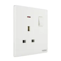 Tronic Glossy White - Single Switch Socket With Neon