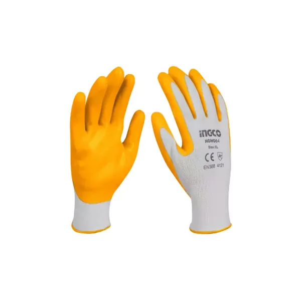 Ingco Extra Large Nitrile Polyester Gloves XL (1 Pair) - Oil Resistant, Super Select Design for Enhanced Grip and Durability HGNG04.