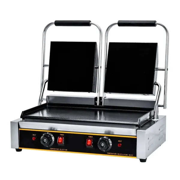 Commercial Dual Electric Contact Grill, 4.4kW Extra-Large Full Flat Plates, Industrial High-Power Griddle Press WG-811EB-2