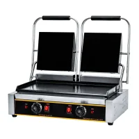 Commercial Dual Electric Contact Grill, 4.4kW Extra-Large Full Flat Plates, Industrial High-Power Griddle Press WG-811EB-2
