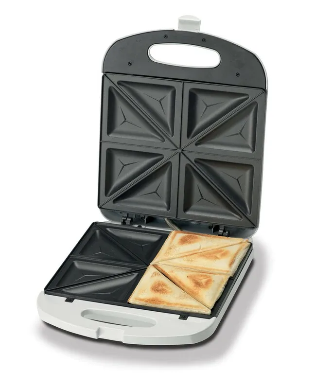 Kenwood Sandwich Toaster 4 Slice Nonstick 1200w Smp50.000wh - Nonstick Grill Plates Cool Touch Handle Unique Squared Design Light Indicator