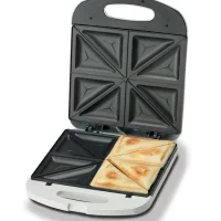 Kenwood Sandwich Toaster 4 Slice Nonstick 1200w Smp50.000wh - Nonstick Grill Plates Cool Touch Handle Unique Squared Design Light Indicator