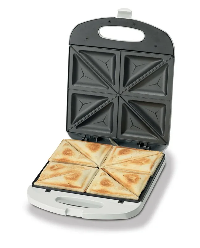 Kenwood Sandwich Toaster 4 Slice Nonstick 1200w Smp50.000wh - Nonstick Grill Plates Cool Touch Handle Unique Squared Design Light Indicator