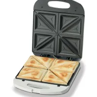Kenwood Sandwich Toaster 4 Slice Nonstick 1200w Smp50.000wh - Nonstick Grill Plates Cool Touch Handle Unique Squared Design Light Indicator