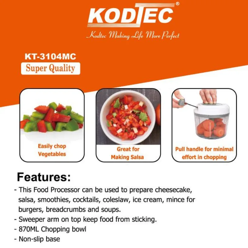 Kodtec Multi Chopper 870ml Pull Cord KT-3104MC 3 Kodtec Multi Chopper 870ml Pull Cord KT-3104MC