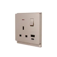Tronic 13A Switched Socket with Dual USB Ports - Type A & C, Gold Finish