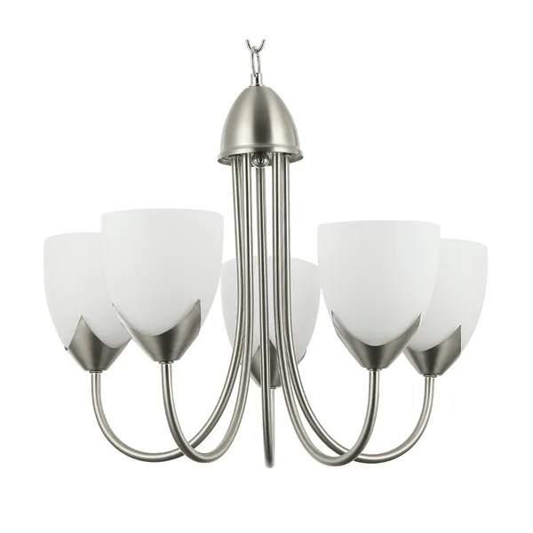 Tronic Silver & White 5-Light Pendant with Tulip Glass Shades
