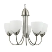Tronic Silver & White 5-Light Pendant with Tulip Glass Shades