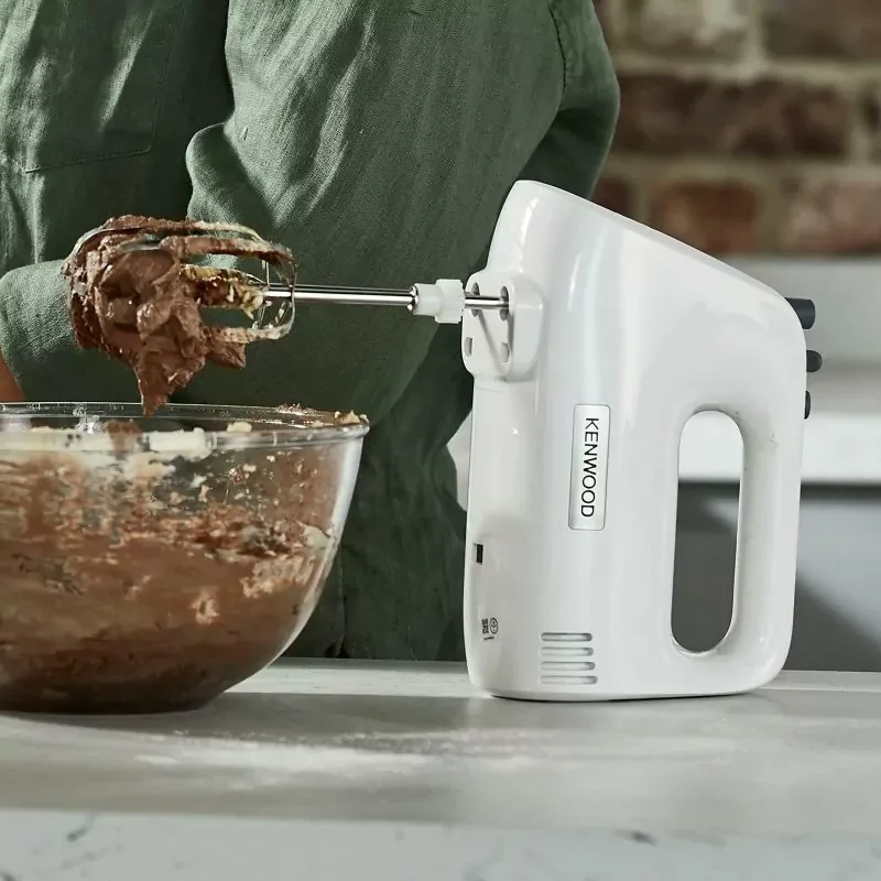 Kenwood Hand Mixer (Electric Whisk) 450W With 5 Speeds + Turbo Button, Twin Stainless Steel Kneader And Beater For Mixing, Whipping, Whisking, Kneading HMP30.A0WH