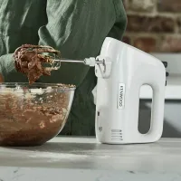 Kenwood Hand Mixer (Electric Whisk) 450W With 5 Speeds + Turbo Button, Twin Stainless Steel Kneader And Beater For Mixing, Whipping, Whisking, Kneading HMP30.A0WH