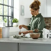 Kenwood Hand Mixer (Electric Whisk) 450W With 5 Speeds + Turbo Button, Twin Stainless Steel Kneader And Beater For Mixing, Whipping, Whisking, Kneading HMP30.A0WH
