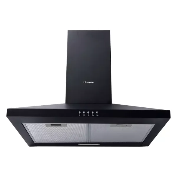 Hisense Chimney Cooker Hood 60cm, Wall Mounted, Powerful Extraction, Low Noise, LED Lighting, Push Button Control HWH601BK