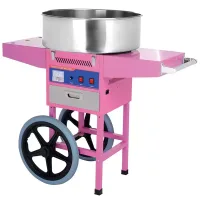 Commercial Electric Candy Floss Machine with Cart 0.9kW, 73cm Stainless Steel Bowl, Mobile Design HEC-03C