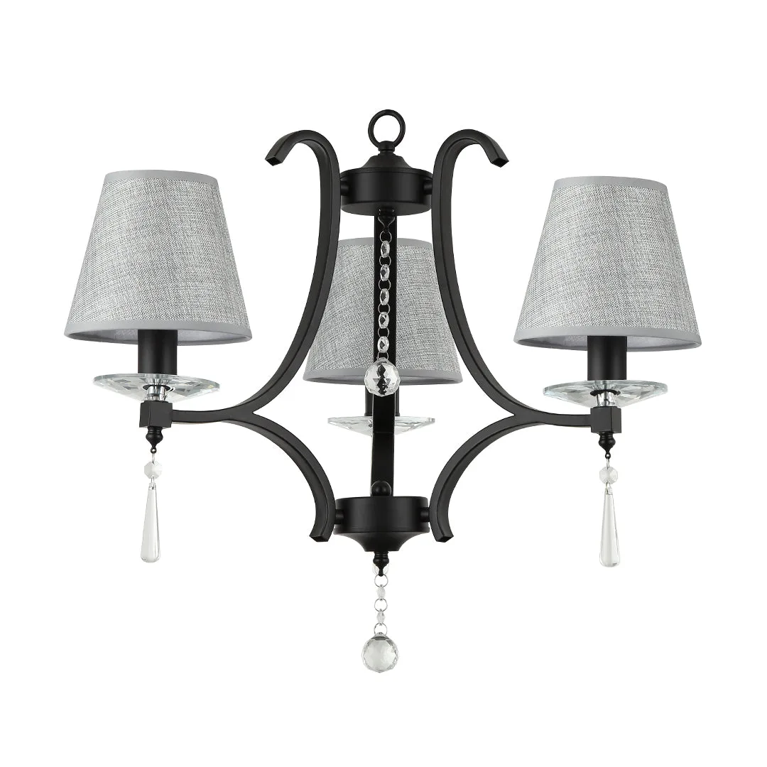 Tronic Elegant Black/Grey Pendant Lamp with Fabric Shades