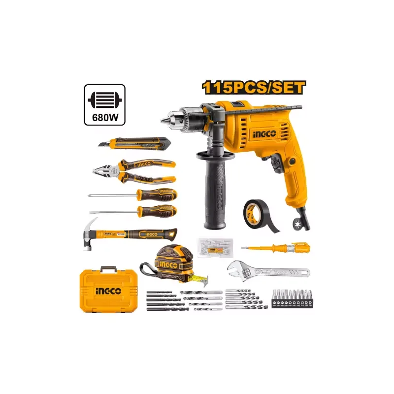 Ingco 115pcs Tools Set with Impact Drill 680W HKTHP11151