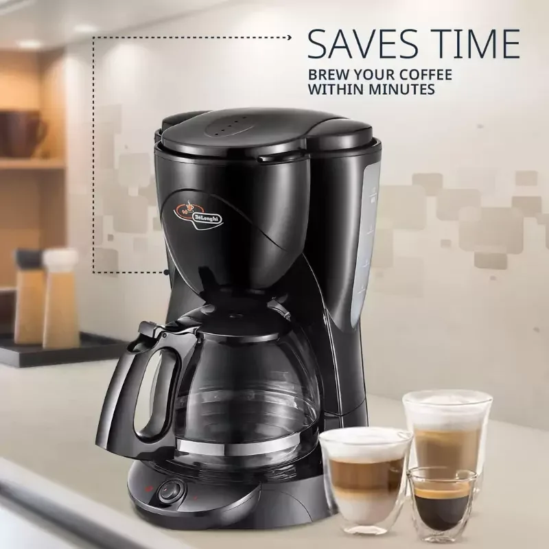 Delonghi Drip Coffee Maker 2.4L Glass Jug, 10 Cups, 1000W, Keep Warm Plate, Water Level Window ICM2.1B