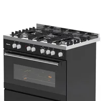 Hisense Freestanding Cooker 90x60cm, Full Gas Burners, Electric Oven & Grill, Glass Lid, Silver HFS90GA5EBL