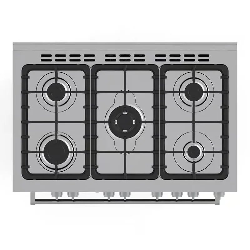 Hisense Freestanding Cooker 90x60cm, Full Gas Burners, Electric Oven & Grill, Glass Lid, Silver HFS90GA5EBL