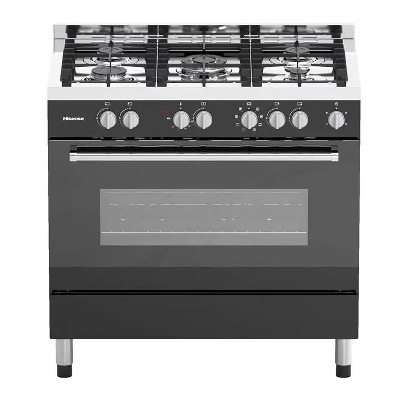 Hisense Freestanding Cooker 90x60cm, Full Gas Burners, Electric Oven & Grill, Glass Lid, Silver HFS90GA5EBL