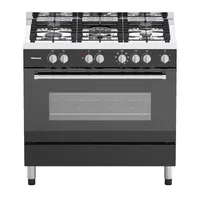 Hisense Freestanding Cooker 90x60cm, Full Gas Burners, Electric Oven & Grill, Glass Lid, Silver HFS90GA5EBL