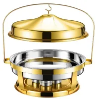 Commercial Kitchen Equipment Arc Gold Chafing Dish 20L, Luxury Polished Stainless Steel, High-Capacity Buffet Warmer DZW-AG200