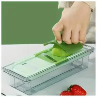 Decakila Manual Vegetable Grater 6in1 - SS Blade Easy to Use, Safety Design, Veggie Chopper, Onion Chopper, Vegetable Chopper with Container, Mandoline Slicer KMTT083W