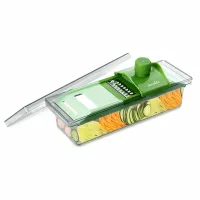 Decakila Manual Vegetable Grater 6in1 - SS Blade Easy to Use, Safety Design, Veggie Chopper, Onion Chopper, Vegetable Chopper with Container, Mandoline Slicer KMTT083W