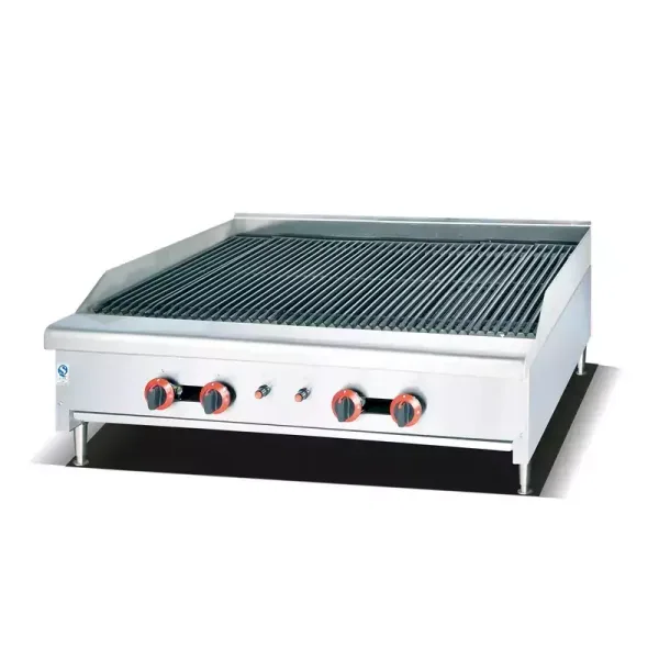 Commercial Electric Bbq Grill 4 Burner Gas 120000BTU, Stainless Steel, LPG-powered, Cast Iron Burners WG-G489A