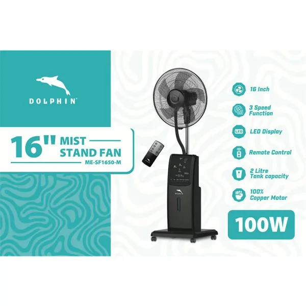 Dolphin Mist Fan 2L 100W With Remote 3 Speed 16 Inch Led Display ME-SF1650-M