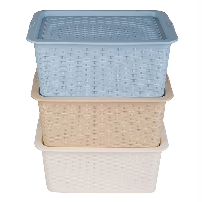 Nadstar Storage Basket Plastic with Lid Shopping Basket Organizer 28x18 CM Picnic Basket 2372
