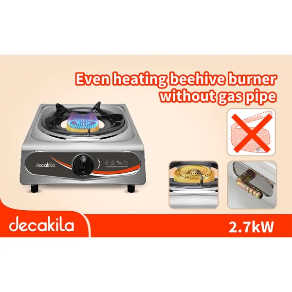 Decakila Gas Cooker 1 Burner 2.7kW Stainless Steel Even Heating Kmgs039m