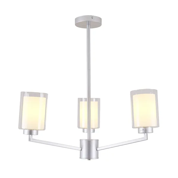 Tronic Silver 3-Light Pendant Lamp with Frosted Cylindrical Shades (E27)