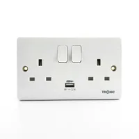 Tronic Twin Switch Socket with USB