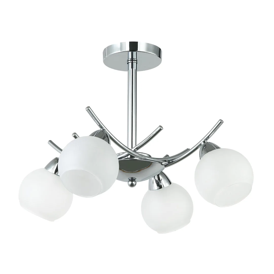 Tronic Elegant 4-Light Silver Pendant with Frosted Glass Globes