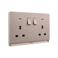 Tronic Gold 2-Gang Switched Socket with Neon - Single Pole