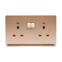 Tronic Gold 2-Gang Switched Socket with Neon - Single Pole