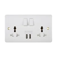 Tronic Universal Switch Socket Twin With 2 x USB