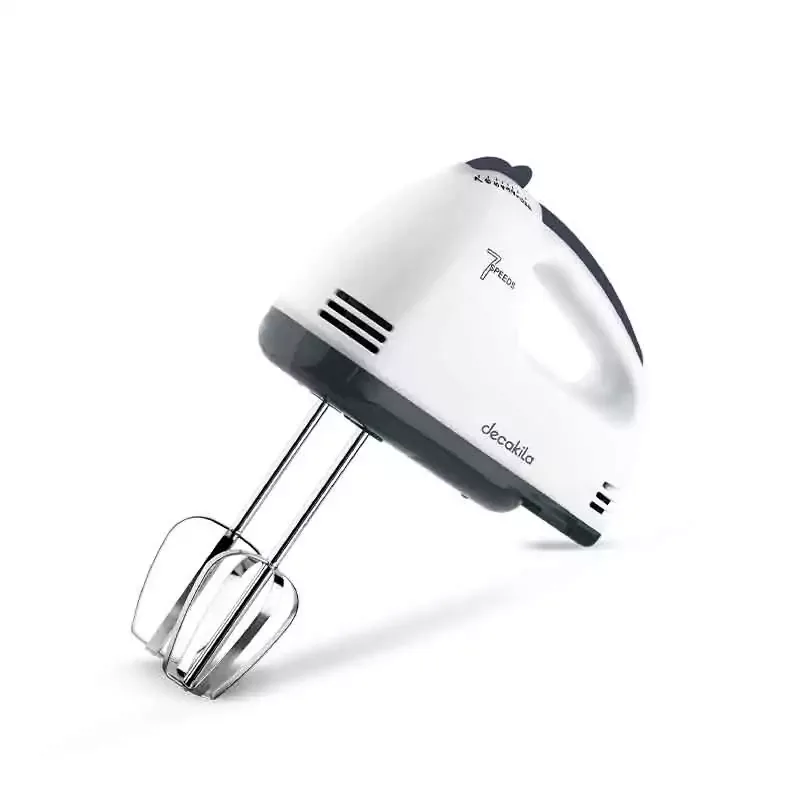 Decakila Hand Mixer 120W 7 Speed White Steel Beaters & Hook With Speed Control Knead or Beat & Mix KEMX016W
