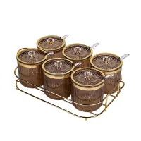 Nadstar Seasoning Pots 6pcs Set Condiment Pots Food Container with Lids and Spoons ST0606-1/2