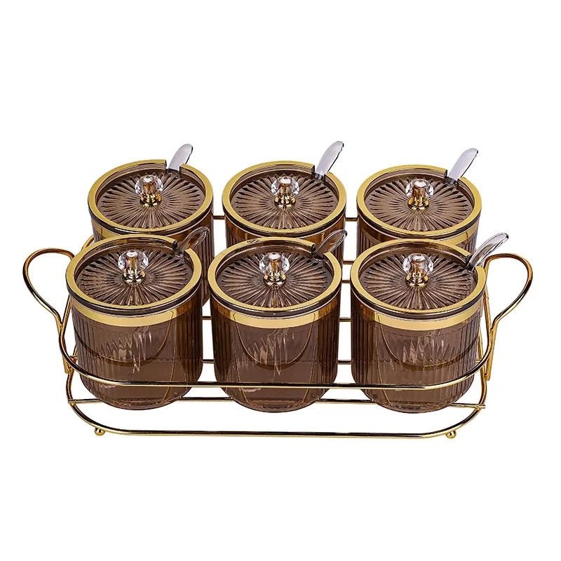 Nadstar Seasoning Pots 6pcs Set Condiment Pots Food Container with Lids and Spoons ST0606-1/2