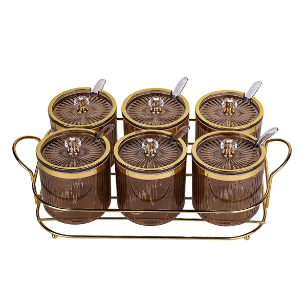 Nadstar Seasoning Pots 6pcs Set Condiment Pots Food Container with Lids and Spoons ST0606-1/2