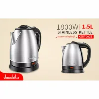 Decakila Jug Kettle 1.5l Steel with Water Guage 1800w Kekt002b boil dry protection with indicator light cord storage and anti slip feet design