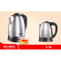 Decakila Jug Kettle 1.5l Steel with Water Guage 1800w Kekt002b boil dry protection with indicator light cord storage and anti slip feet design