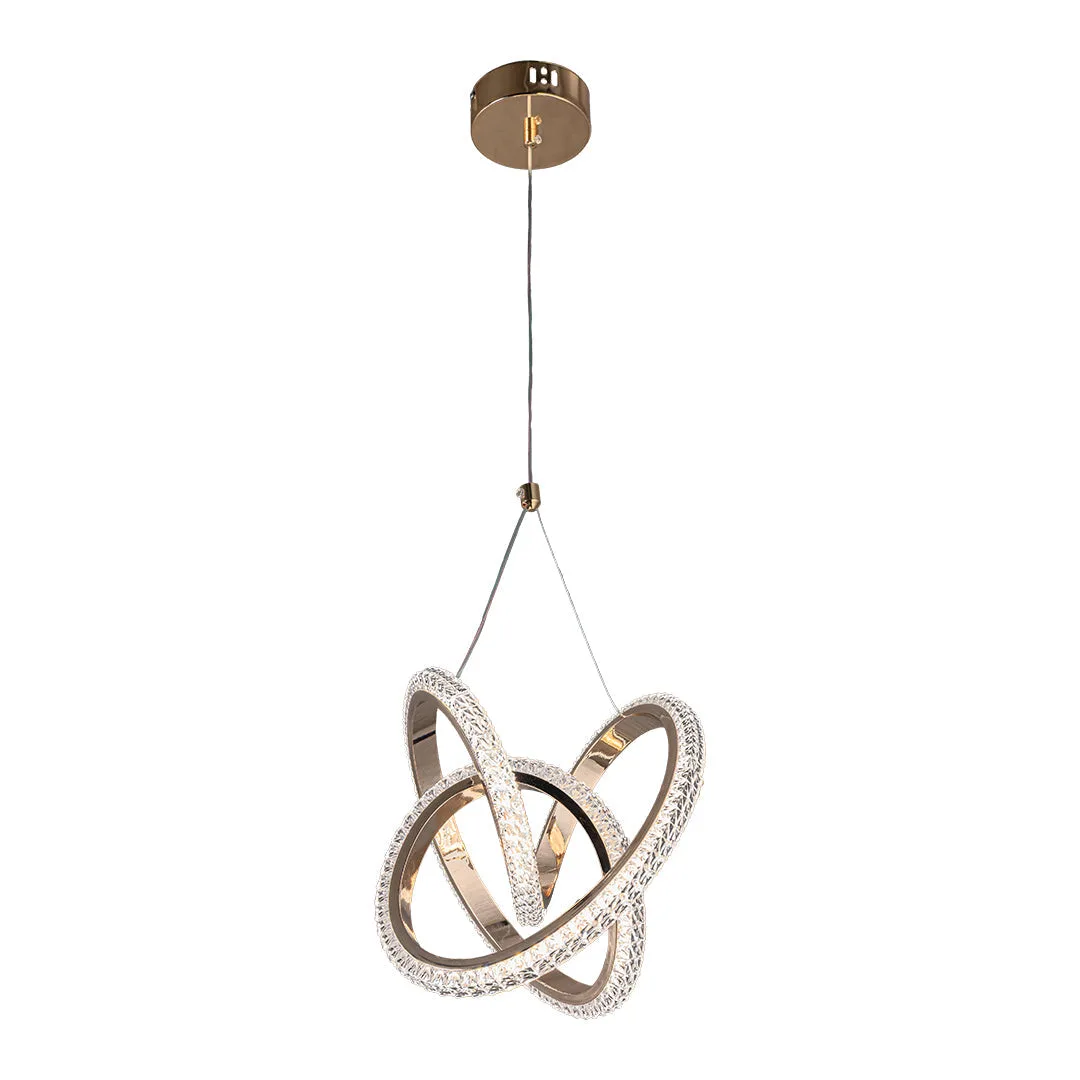 Tronic Golden LED Pendant Light - 40W, Tri-Color, Modern Ring Design