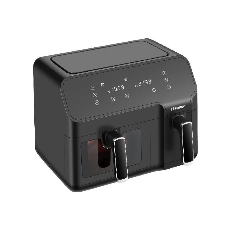 Hisense Dual Air Fryer 8.6L with LED Touch Control Panel, Two Cooking Basket 5.3L & 3.3L, Black H09AFBK2S5